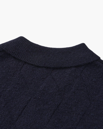 Heritage Diamond Knit Zip Cardigan