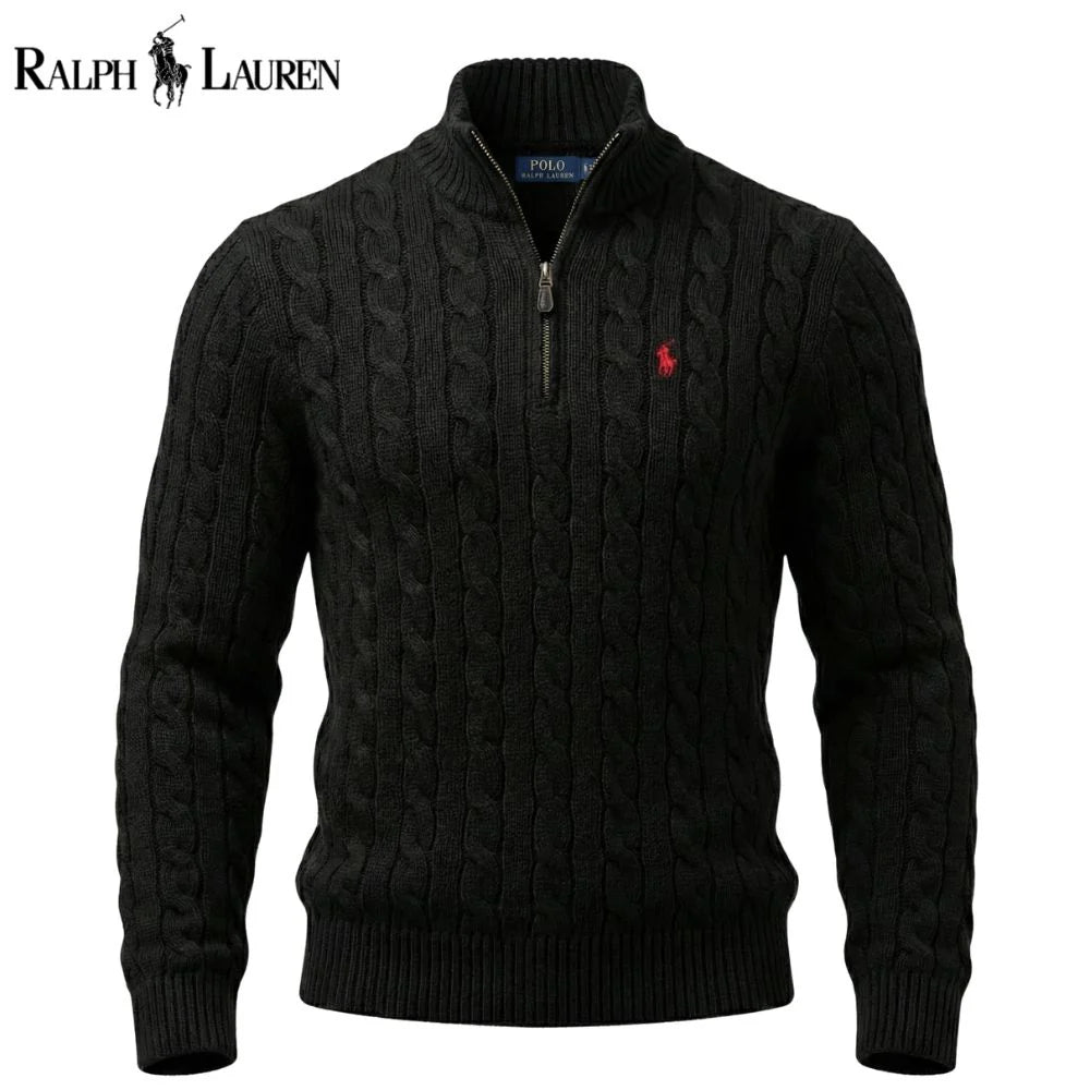 RL Chunky Cable-Knit Cotton Quarter-Zip Sweater