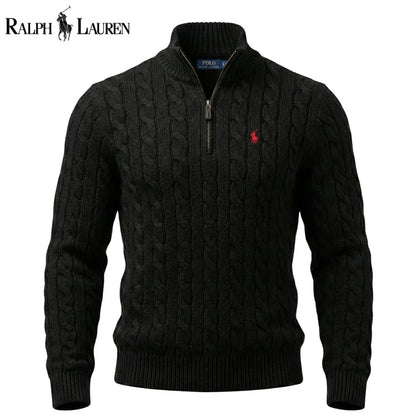 RL Chunky Cable-Knit Cotton Quarter-Zip Sweater